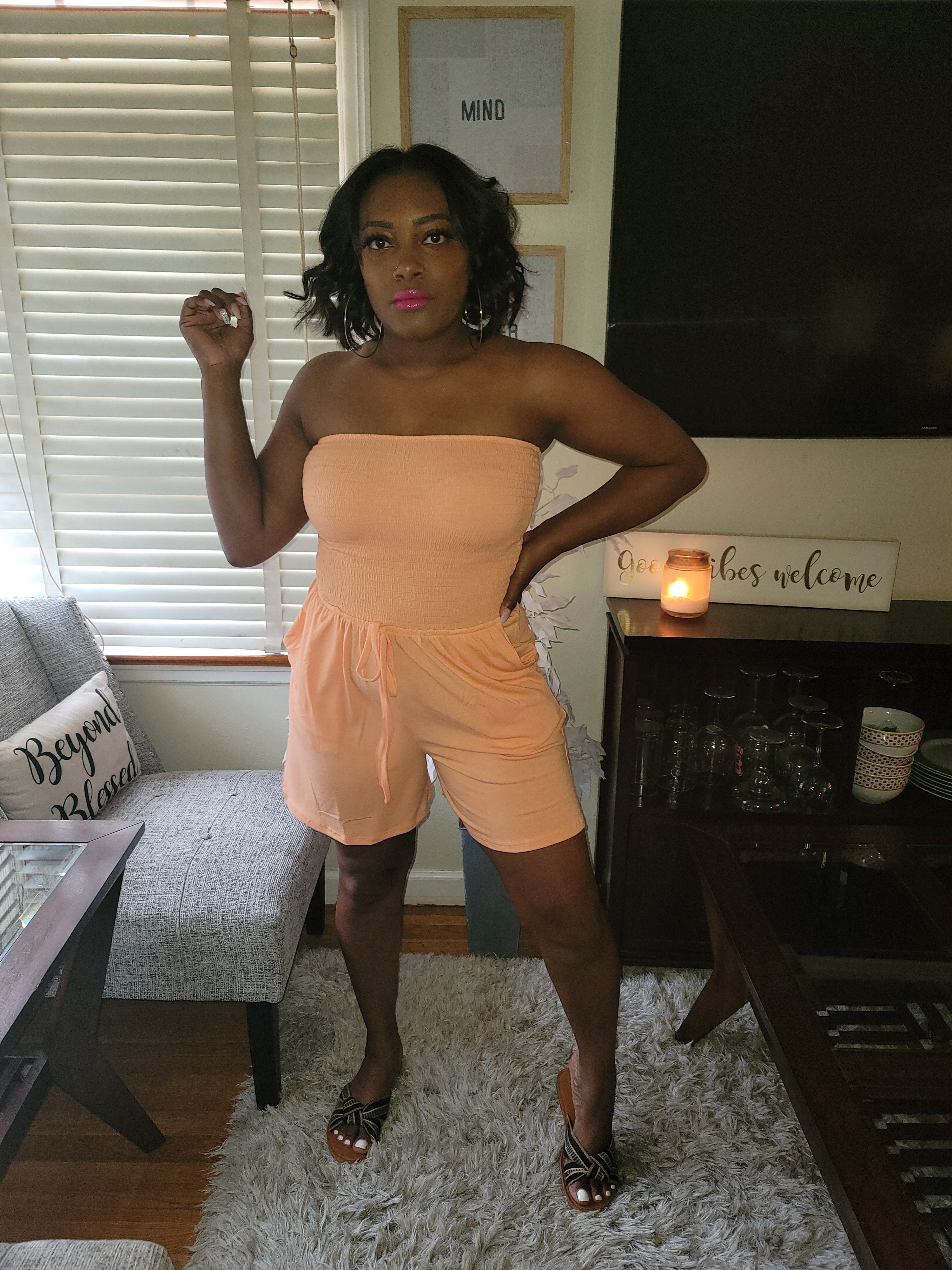 Simply Put Romper (peach)