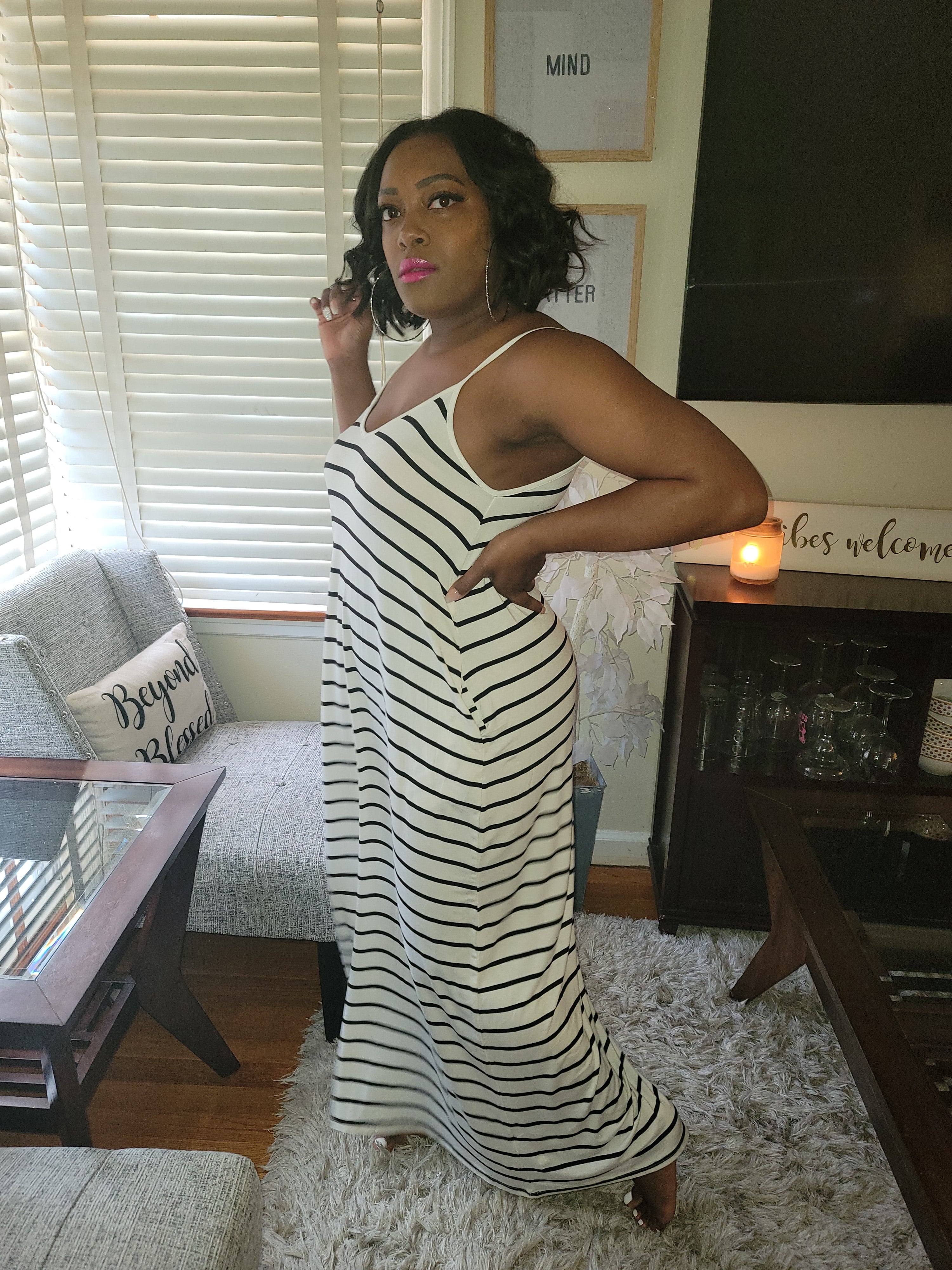 Easy Breezy Stripped Dress (black and white)