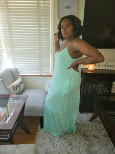 Easy Breezy Stripped Dress (mint and white)