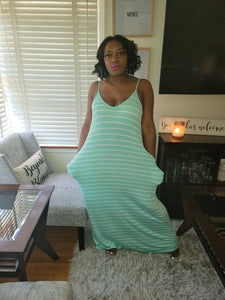 Easy Breezy Stripped Dress (mint and white)